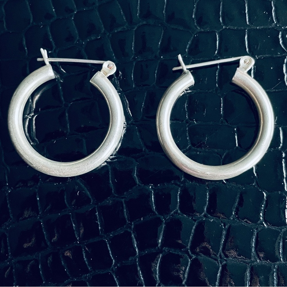 Sleek Silver Hoop Earrings with Polished Finish